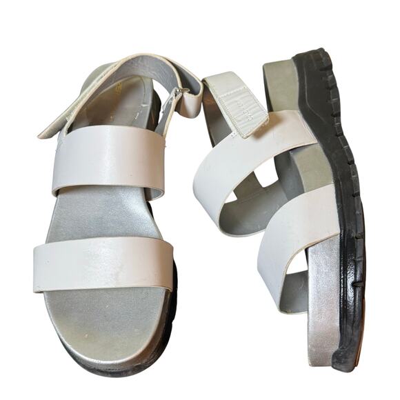 Cole Haan Zergrand Size 7.5 White Silver Adjustable Strap Platform Sandals - Picture 1 of 8